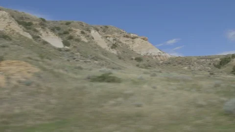 Rocky Landscape Driving Scenic Loop Drive Theodore Roosevelt National Park Stock Footage 121639423