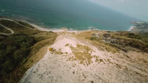 Rocky Landscape in front of Ocean Line Video stock 218218238