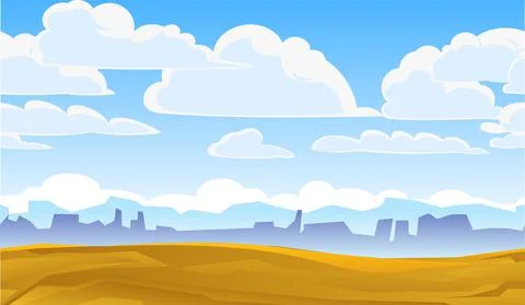Rocky landscape. Horizontal illustration. Sharp stone cliffs. Seamless illust Stock Illustration