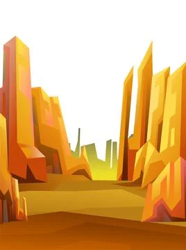 Rocky landscape. Path between obstacles. Isolated on white background. Sharp  Stock Illustration