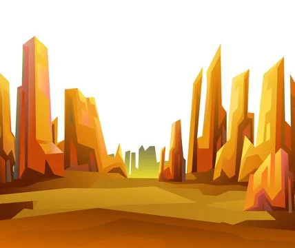 Rocky landscape. Sharp stone cliffs. View of an uninhabited planet. Empty place Stock Illustration