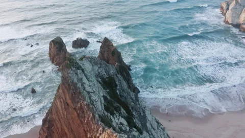 Rocky landscape with sunset clouds in the background 스톡 동영상 162292829