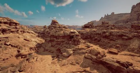 Rocky landscape with unique formations under a clear blue sky Illustrazione stock