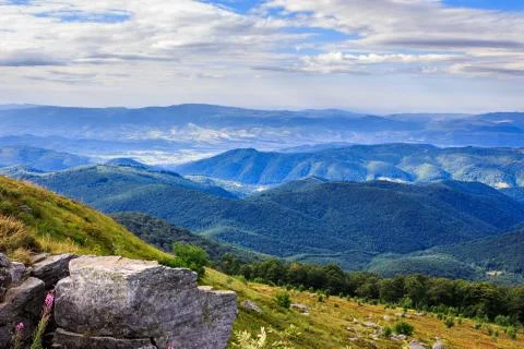 Rocky ledge on the hillside. horizontal Stock Photos