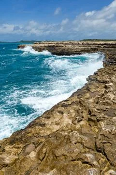 Rocky limestone coastline devil's bridge Stock Photos