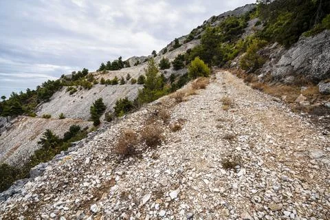 Rocky Mining Trail on Penteli Mountain in Greece Stock Photos