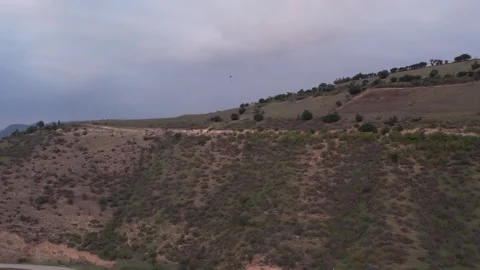 Rocky Mountain Ridge with Sparse Shrubs and Grassland Stock Footage 348666324
