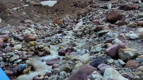 Rocky Mountain Stream with Flowing Water and Large Boulders Stock Footage 341723707
