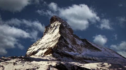 Rocky Mountain Top with Clouds in Timelapse Stock Footage 58120678