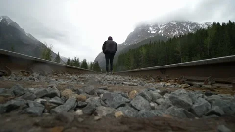 Rocky mountain train tracks Stock Footage 239456257