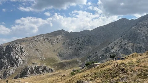 Rocky Mountain Valley Landscape with Clouds in Feslikan Plateau Antalya Turk Stock Footage 343831192