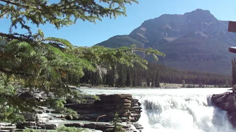 Rocky Mountain Waterfall Jasper National Park 6 Stock Footage