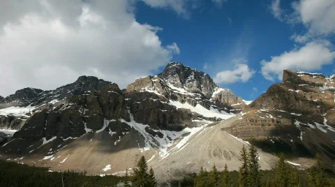 Rocky Mountains Canada fast cloud motion P HD 7506 Stock Footage