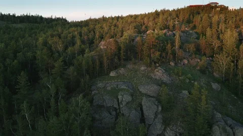 Rocky mountains with pines. Vidéo 112098034