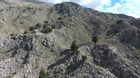 Rocky mountains span across wild highlands - Rugged Slopes and Hillside Texture Stock Footage 339643949