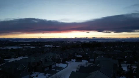 Rocky mountains sunset with moustache cloud (Winter, Ascent) Stock Footage 318265704
