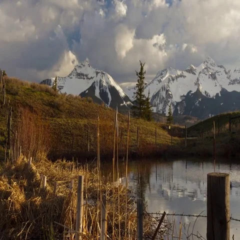 Rocky Mountains Sunset Reflected Stock Footage 69478558