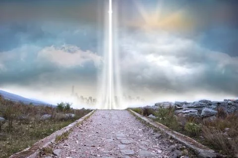 Rocky path leading to light beam Stock Illustration