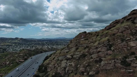 Rocky Peak Freeway Pass L Stock Footage 242040676