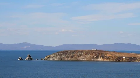 Rocky peninsula on the sky Stock Footage 69791220