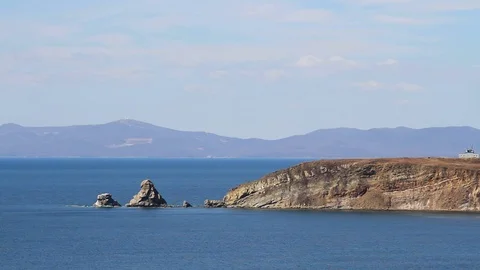 Rocky peninsula on the sky Stock Footage 69791256