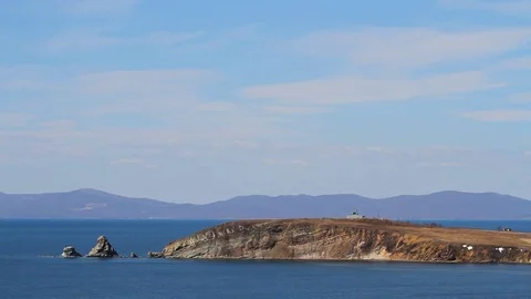 Rocky peninsula on the sky Stock Footage 69791748