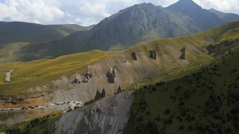 Rocky Pinnacles known as Dragon's Teeth in Elrbus Region Stock Footage 164902173