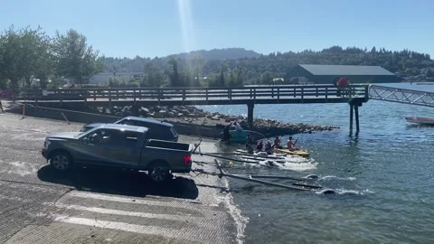 Rocky Point Public Boat Launch with Cars Stock Footage 280152121