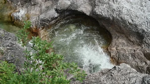 Rocky pool of a mountain river with clean water Stock Footage 211455069