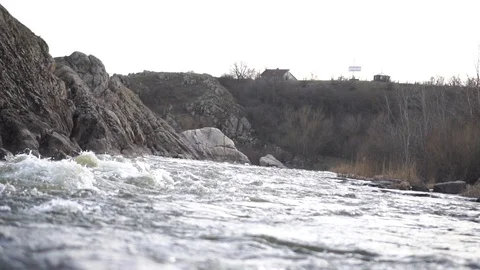 Rocky rapids by the river Stock Footage 126051842