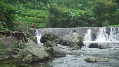 A rocky river with bright water Stock Footage 300323701
