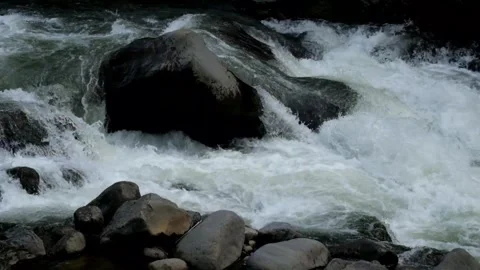 Rocky river cascade with fast and clear water flow Video stock 297656700