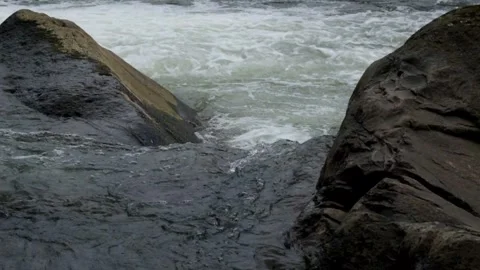 Rocky river cascade with fast and clear water flow Stock-Footage 297657177