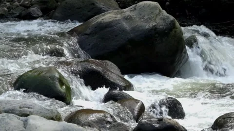 Rocky river cascade with fast flowing water Stock Footage 292933427