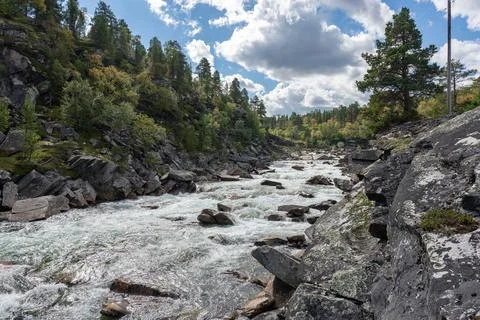 Rocky river cascades Stock Photos