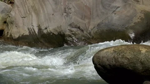 Rocky river flow with clear water in the mountains Stock-Footage 297652728