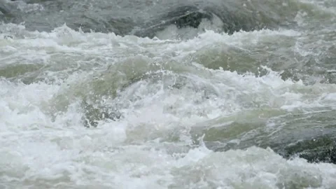 Rocky river flow with clear water in the mountains Видео 297653557