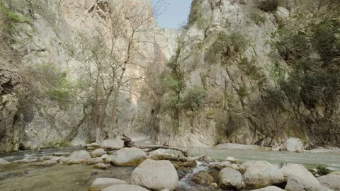 Rocky River in a Narrow Canyon Stock Footage 282936911
