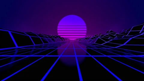 Rocky Road to a Synthwave Sunset Video stock 170971966