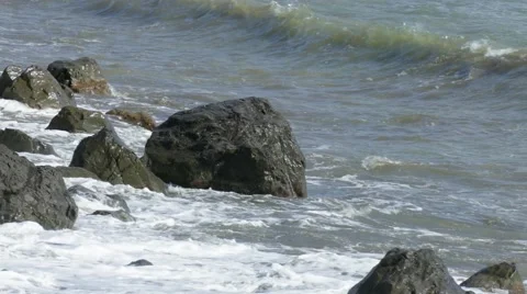 Rocky sea beach Stock Footage 68156995