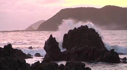 Rocky seashore at dusk Stock Footage 8664971
