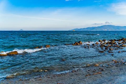 Rocky seashore. Photos