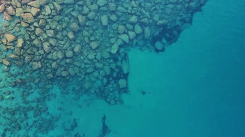Rocky seashore, view from a drone. Stock Footage 255860600
