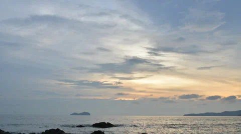 Rocky seaside sunset Stock Footage 33384627