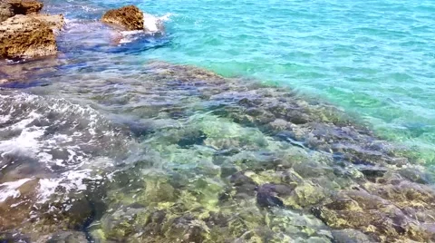 Rocky seaside view - Waves splash Stock Footage 41251305