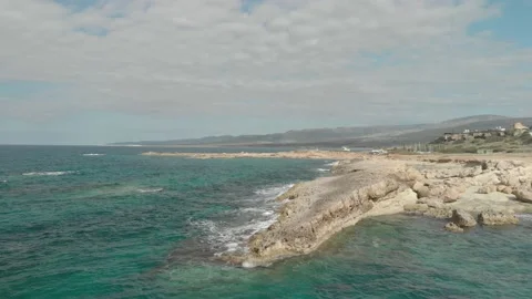 Rocky Seaside Waves Drone Video stock 156016900
