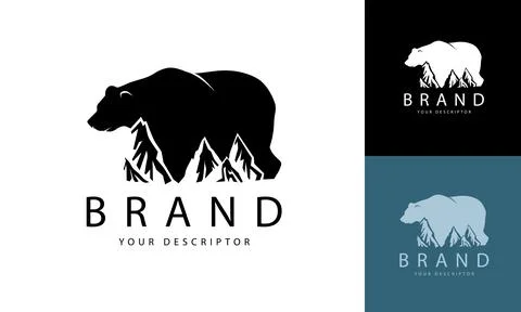 Rocky sharp mountains against the backdrop of a large powerful bear Stock Illustration