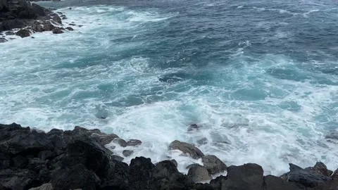Rocky shore in Easter Island Stockbeeldmateriaal 342837251