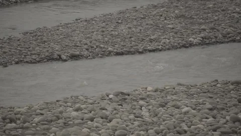 Rocky shore, gray river , spring Stock Footage 267979507