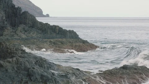 Rocky shore in the ocean Stock Footage 75885519